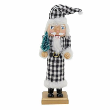 TISTHESEASON SARO  10 in. Black w/ White Buffalo Plaid Nutcracker TI3189366